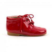 4511 Red Patent Tassel Lace up Boots with brogue detailing
